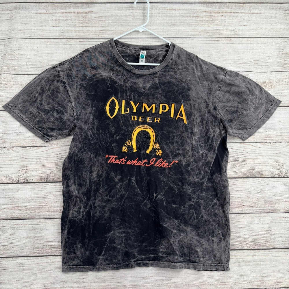 Lane Seven Olympia Beer T-Shirt Mens 2XL Black Mineral Wash Graphic Tee LST002